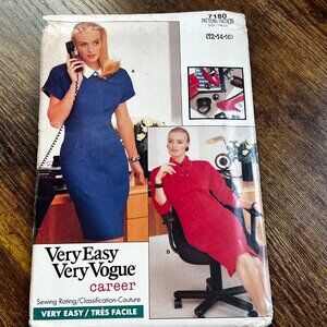 Very Vogue 7180 12-14-16 Career Semi-Fitted Dress Vintage Sewing Pattern